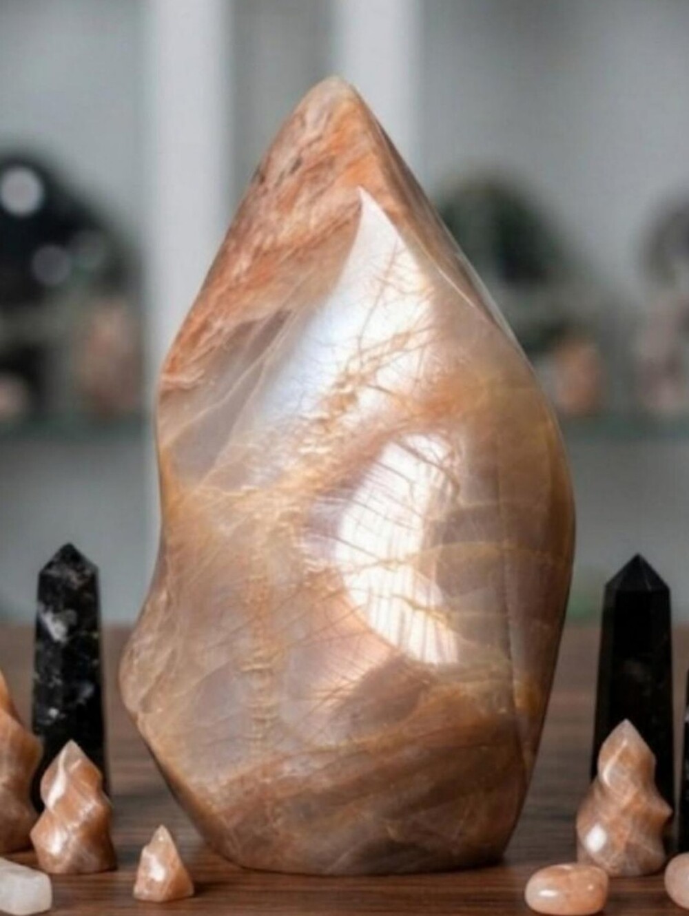 🖤🌙Peach & Black Moonstone Flame-SUPER FLASHY MOONSTONE MIX! New-Offers OKAY!🌙